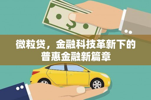 科尔沁左翼后旗微粒贷，金融科技革新下的普惠金融新篇章