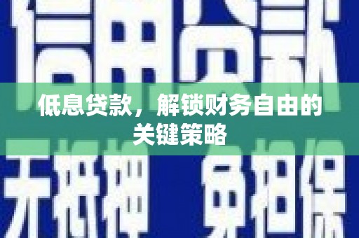 科尔沁左翼后旗低息贷款，解锁财务自由的关键策略