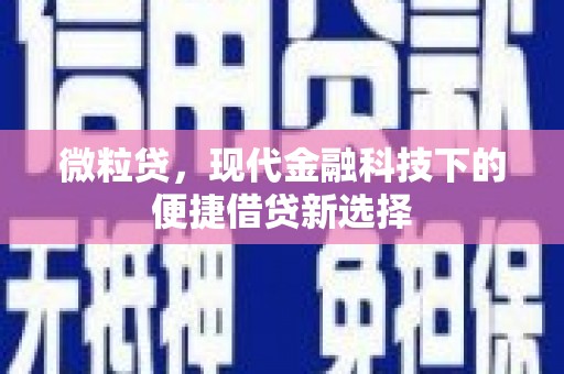 科尔沁左翼后旗微粒贷，现代金融科技下的便捷借贷新选择