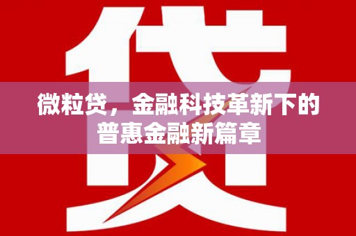 科尔沁左翼后旗微粒贷，金融科技革新下的普惠金融新篇章